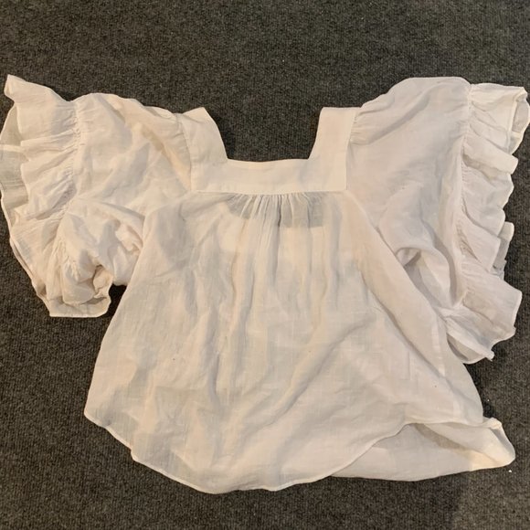 Madewell Women's White Puff Short Sleeve Blouse XS - Picture 4 of 4